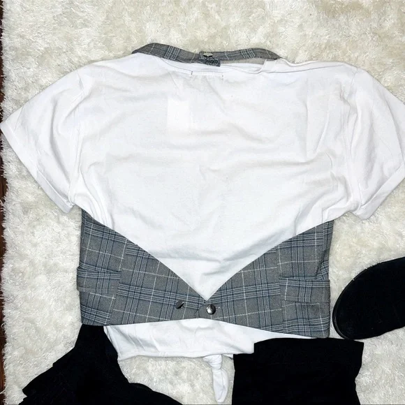 Vintage Daytrip Y2K Plaid Waistcoat - Picture 7 of 11